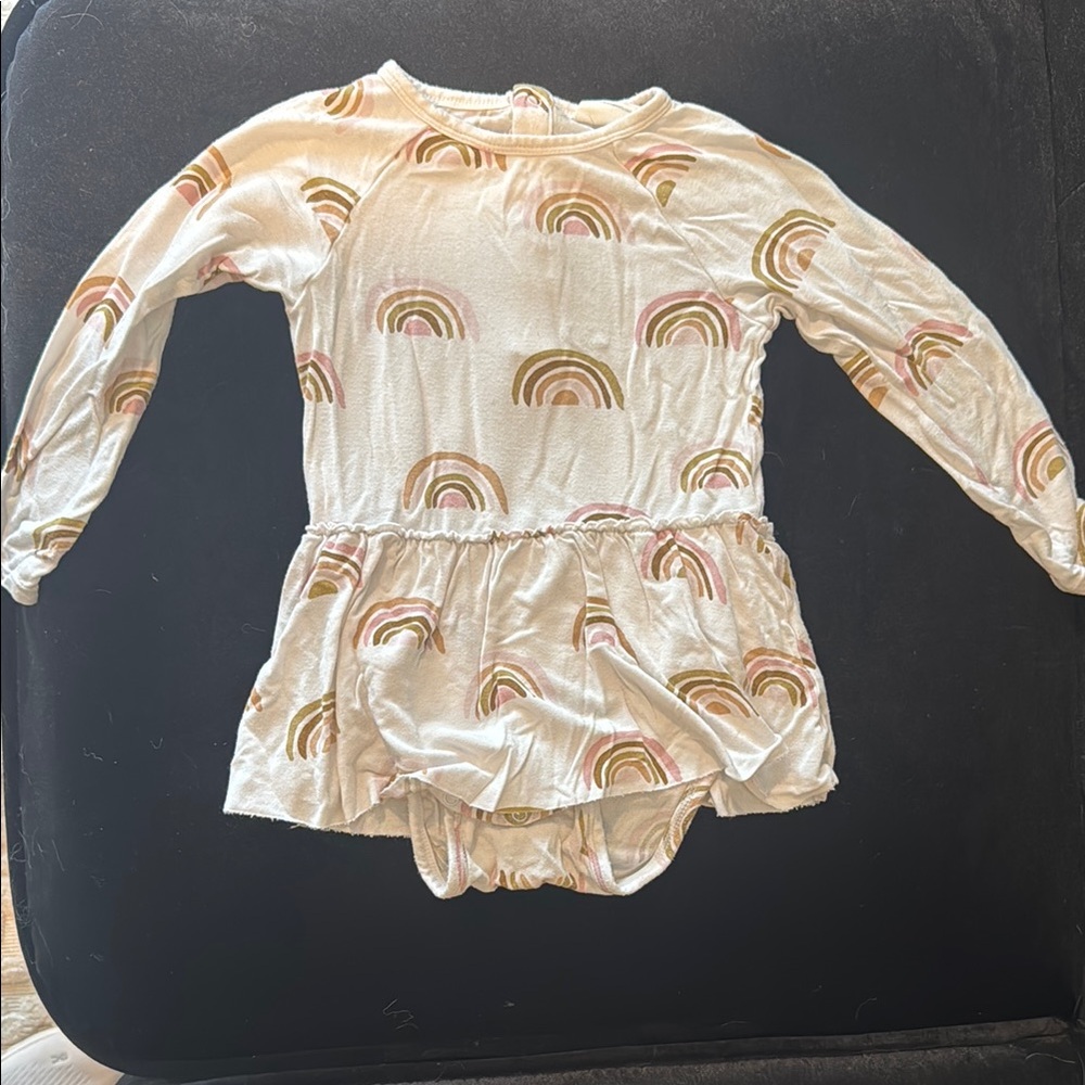 Spearmint Love 18-24 Rainbow Print Long Sleeve Skirted Onesie
